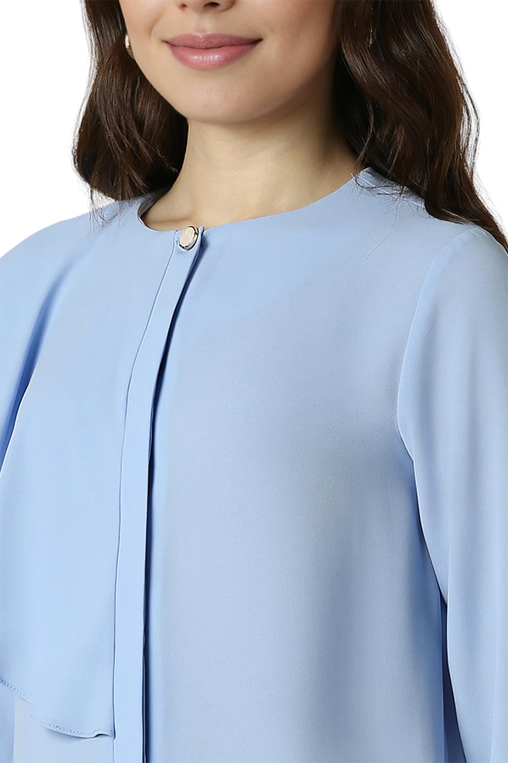 Allen Solly Women's Blue Plain Long Sleeve Formal Shirt
