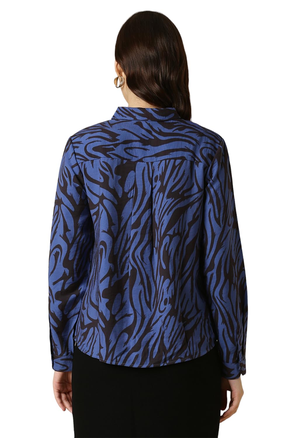 Allen Solly Women's Blue Printed Long Sleeve Formal Shirt