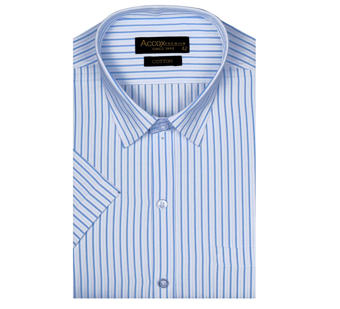 Accox Men's Cotton Striped Formal Shirt (B0CQTJYDTY)