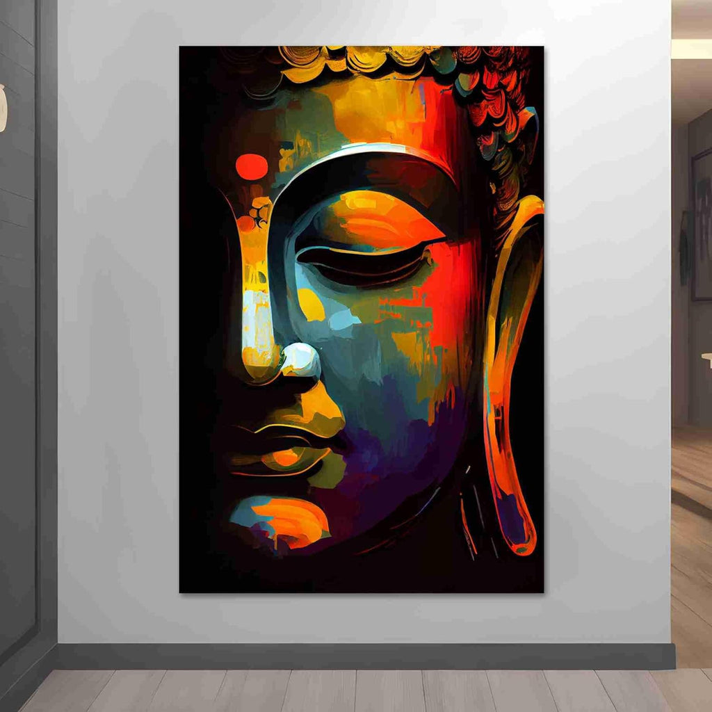 SAF paintings Lord Buddha Unframed vinyl Sparkle Coated Painting For Home Decor And Office||For Bedroom,Living Room Home wall and Office Interior EXRP-1204