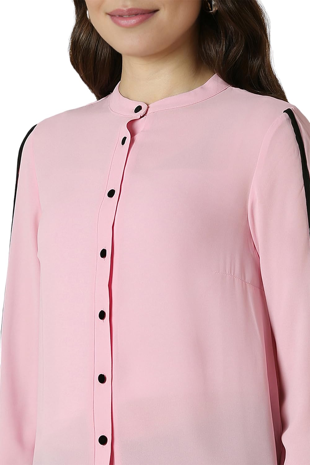 Allen Solly Women's Polyester Pink Plain Long Sleeve Casual Shirt