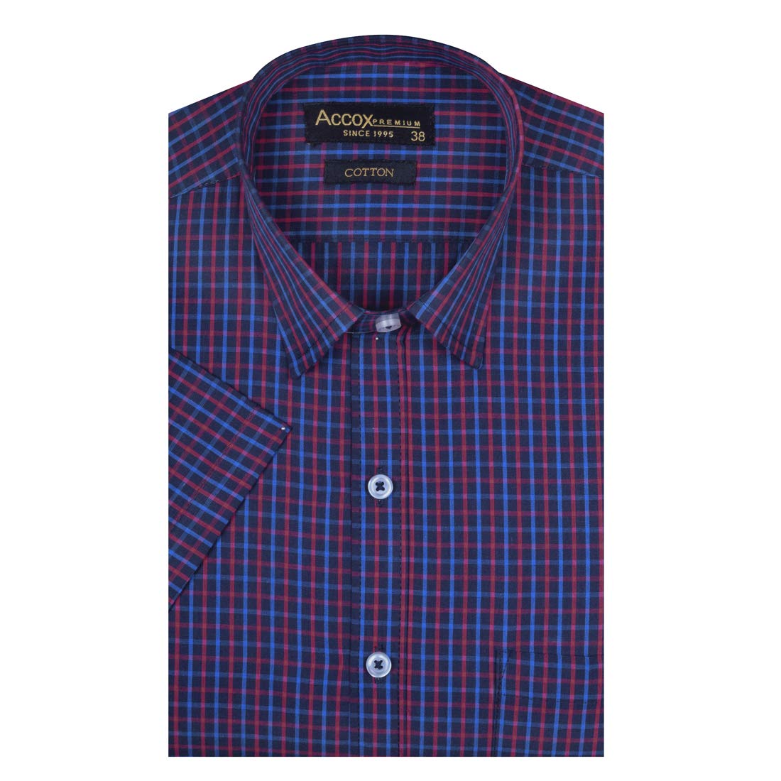 Accox Men's Cotton Checkered Formal Shirt (B08KF5RLJR)