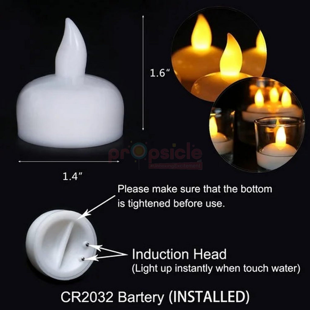 Propsicle Diwali Diya Water Sensor Activated Candle Warm Ambient Lights Led Nugget Diyas for Home Diwali Festival Decoration (Pack of 12)