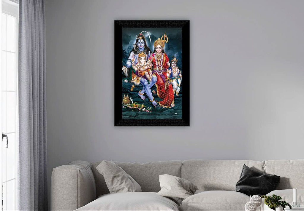 SAF paintings Shiva Parivar Religious UV Textured Synthetic Frame Painting SAFK100