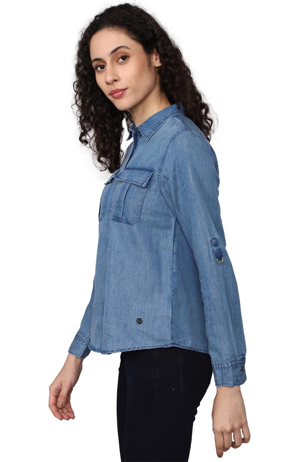 Allen Solly Women's Blue Plain Long Sleeve Casual Shirt