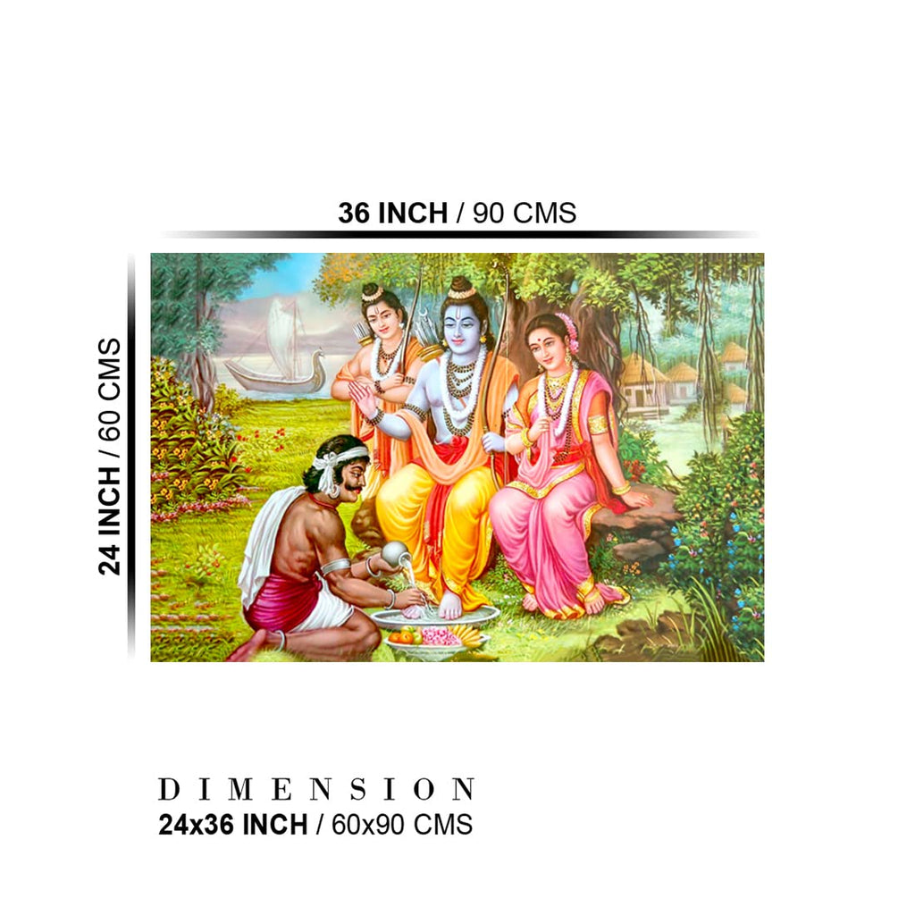 Dharvika Innovations Shree Ram Poster Big Size | Shree Ram Darbar Poster big size |Shri Ram Poster Big Size Sparkle Coated Self Adhesive Waterproof Painting Vinyl Poster Without Frame (24 x 36 inch)