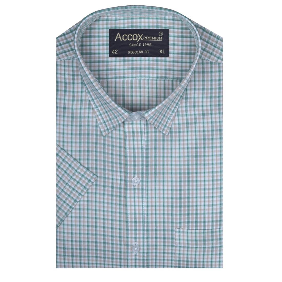 ACCOX Men's Breathable Cotton Half Sleeves Checkered Regular Fit Formal Shirt for Men (O_GCR404)