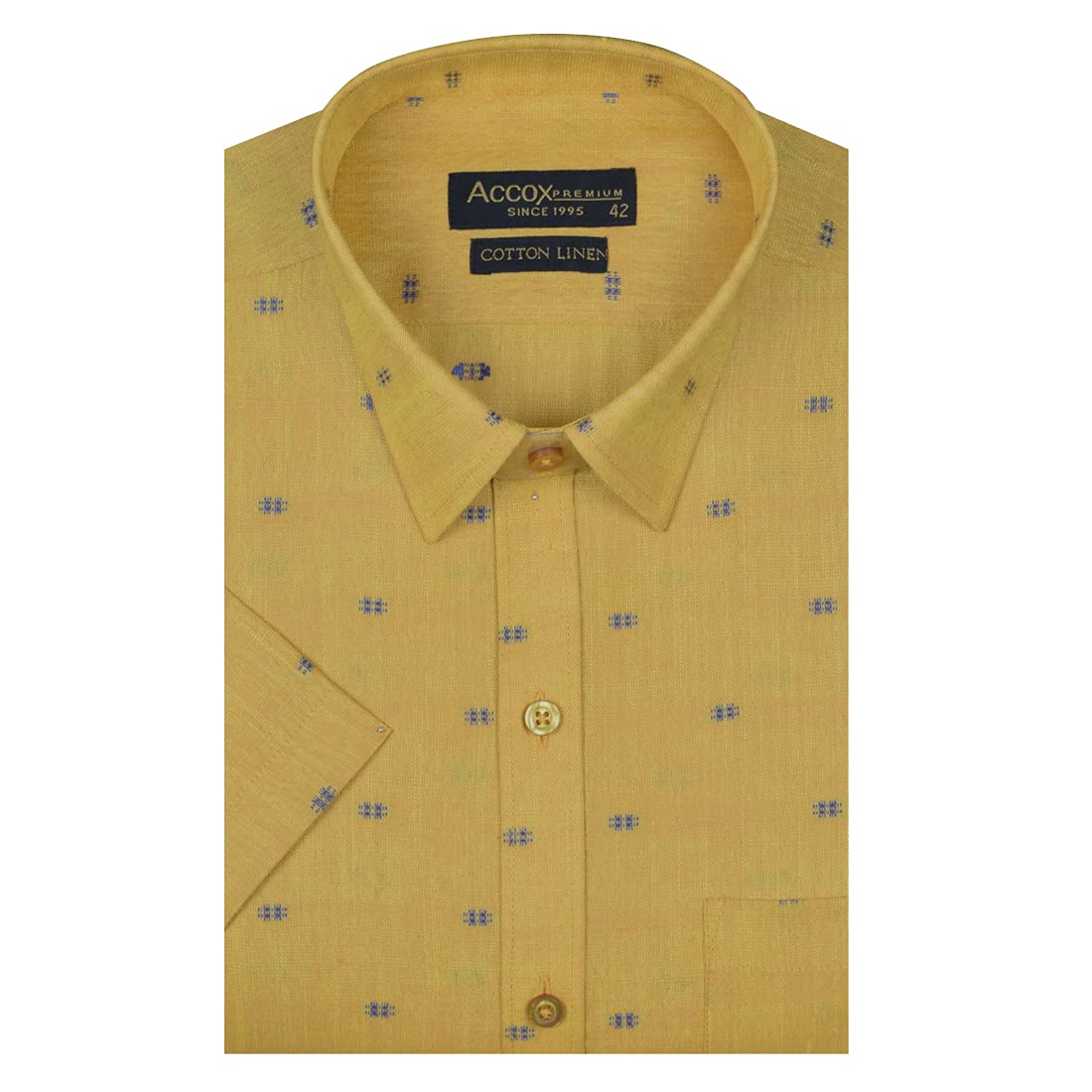 ACCOX Men's Half Sleeves Regular Fit Cotton Linen Formal Printed Checkred Shirts(GCR27)