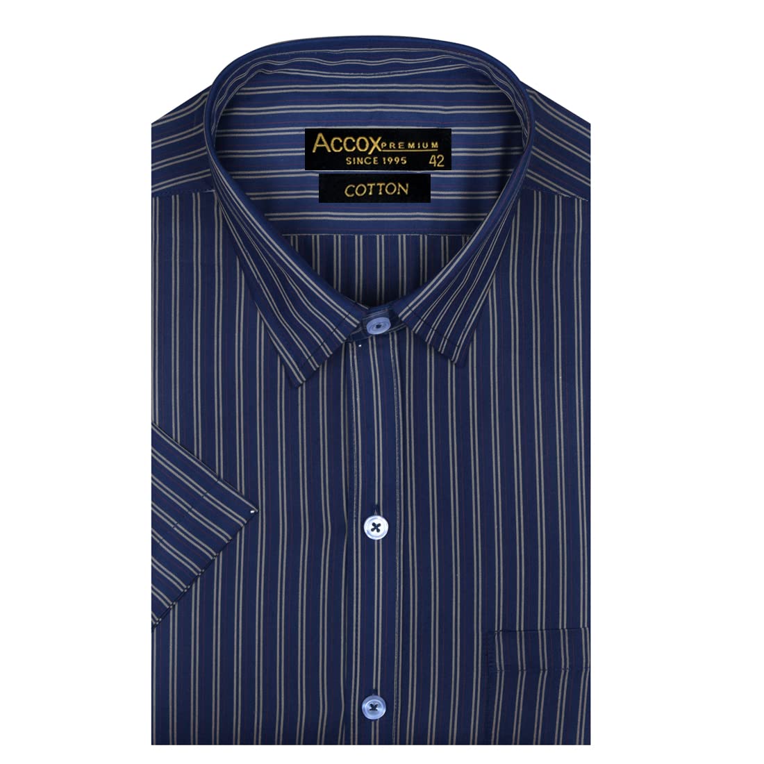 Accox Men's Cotton Striped Formal Shirt (B0BZ4QVJN2)