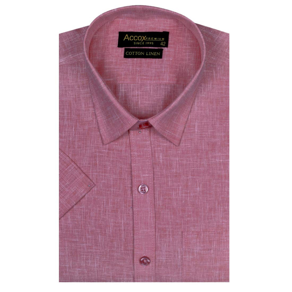 Accox Men's Cotton Linen Plain Formal Shirt (B08JGZFQP1)
