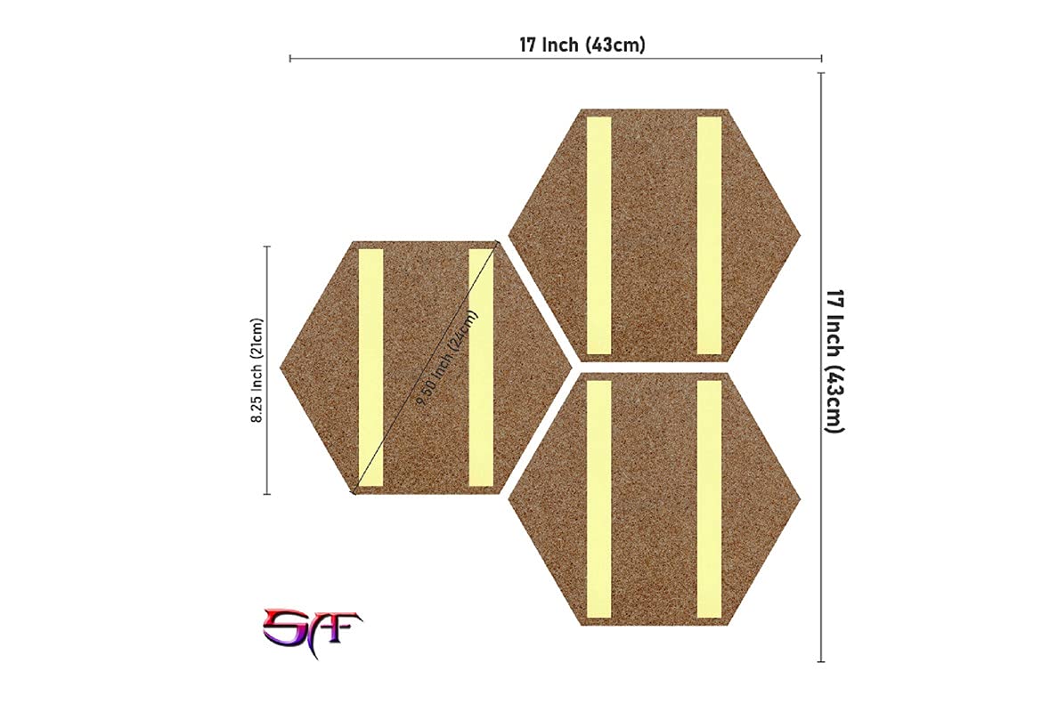 SAF paintings Set of 3 Hexagon Kid's Décor Modern Art UV Textured MDF Home Decorative Gift Item Painting 17 Inch X 17 Inch SANFHX17SMALL