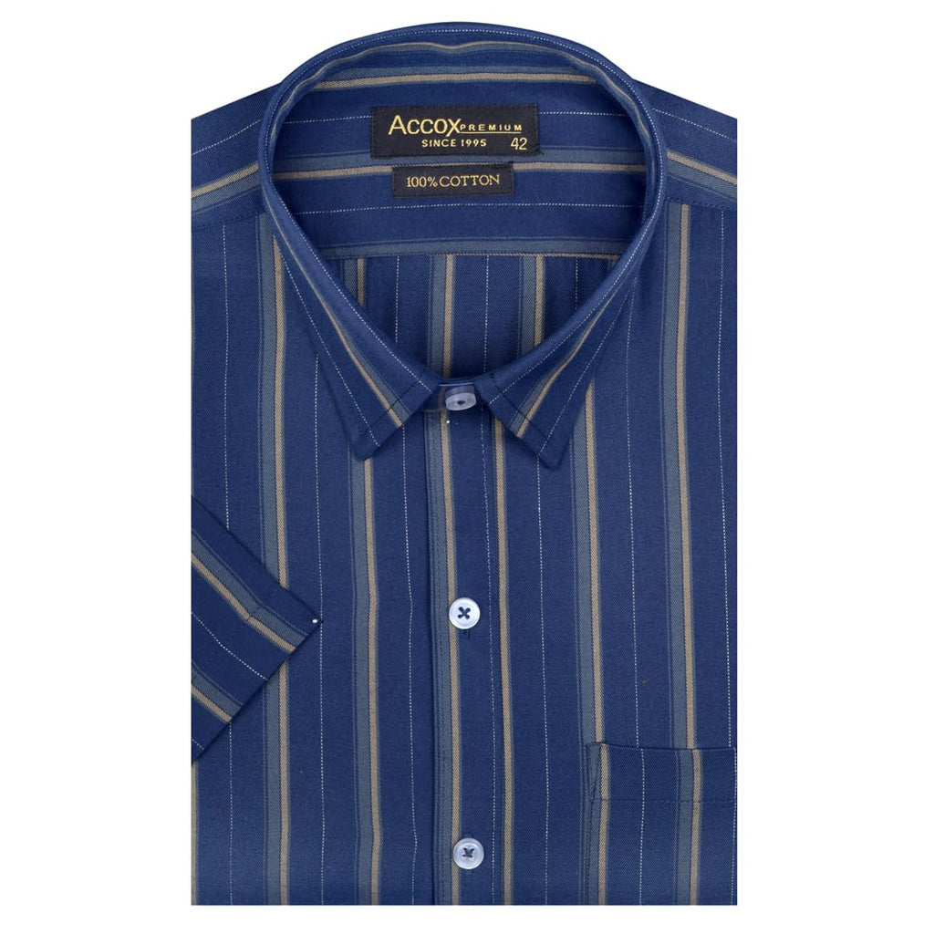Accox Men's Cotton Striped Formal Shirt (B0C8J1ZBC7)
