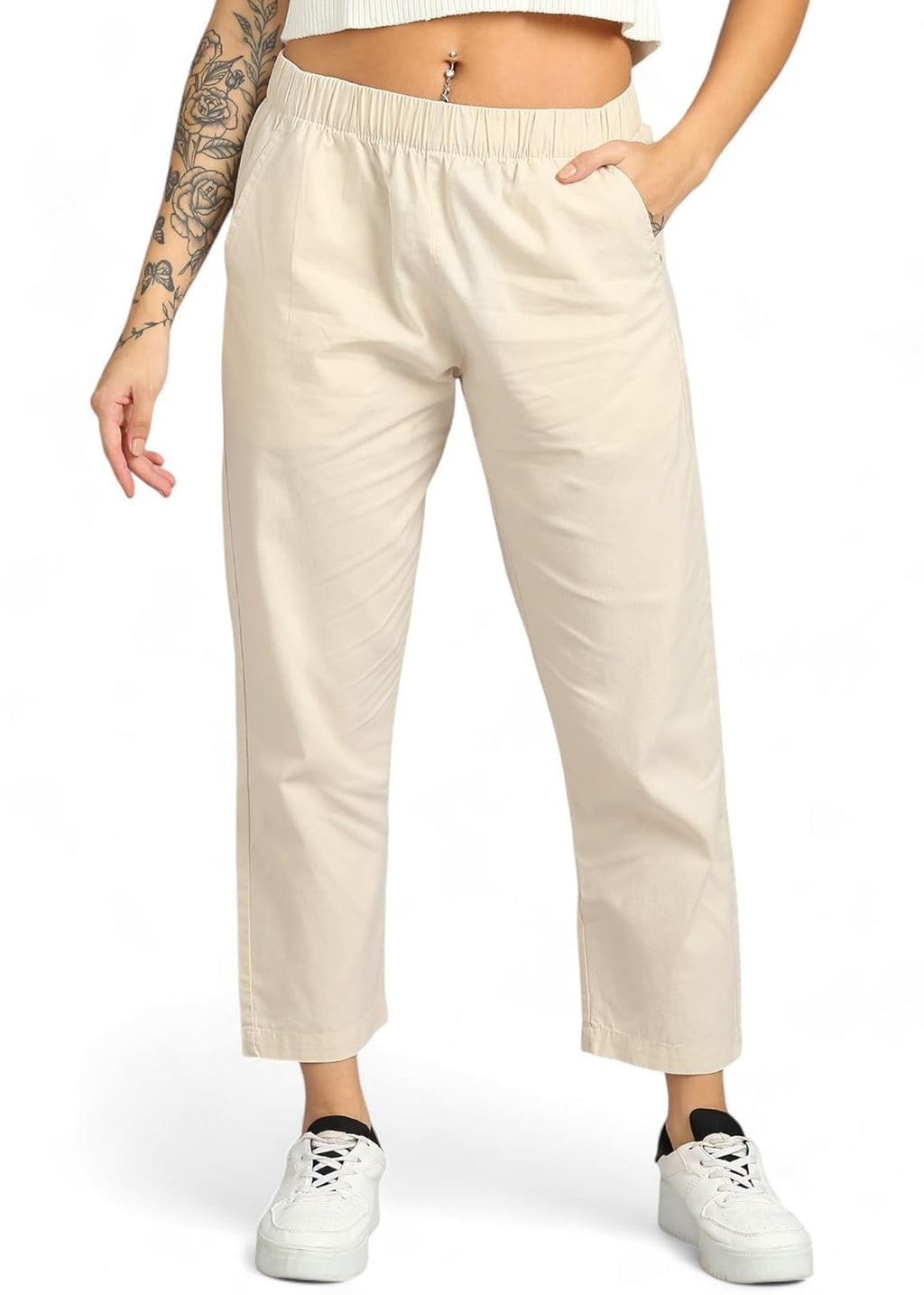Alan Jones Clothing Women's Cotton Relaxed Ankle Pants
