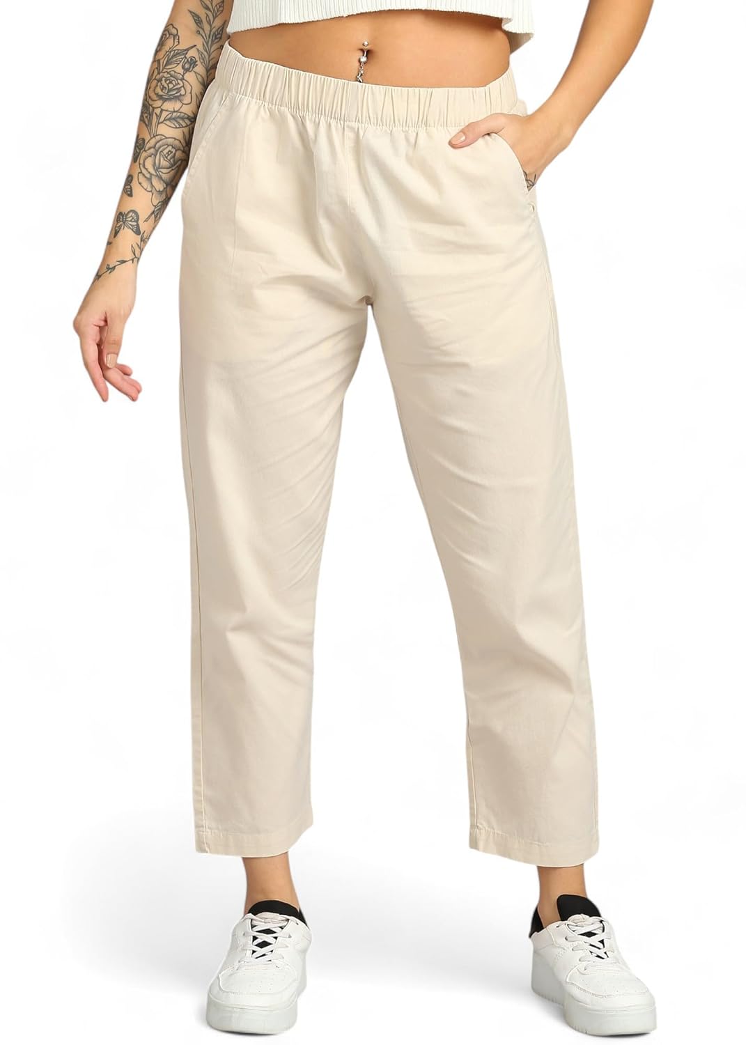 Alan Jones Clothing Women's Cotton Relaxed Ankle Pants