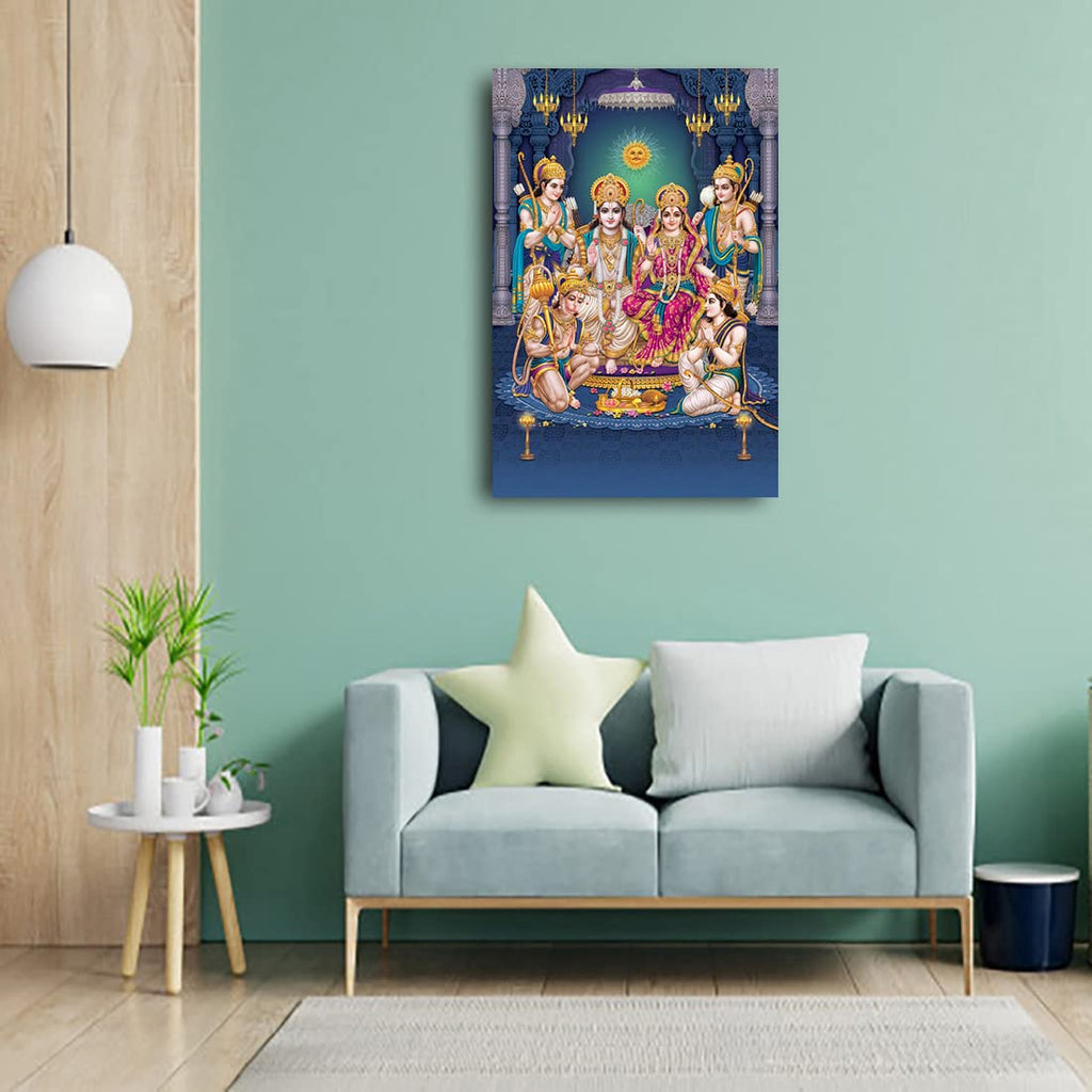 Dharvika Innovations Ram Darbar Poster Big Size for Wall Sparkle Coated Self Adhesive Waterproof Painting Vinyl Poster Without Frame (24 x 36 inch)