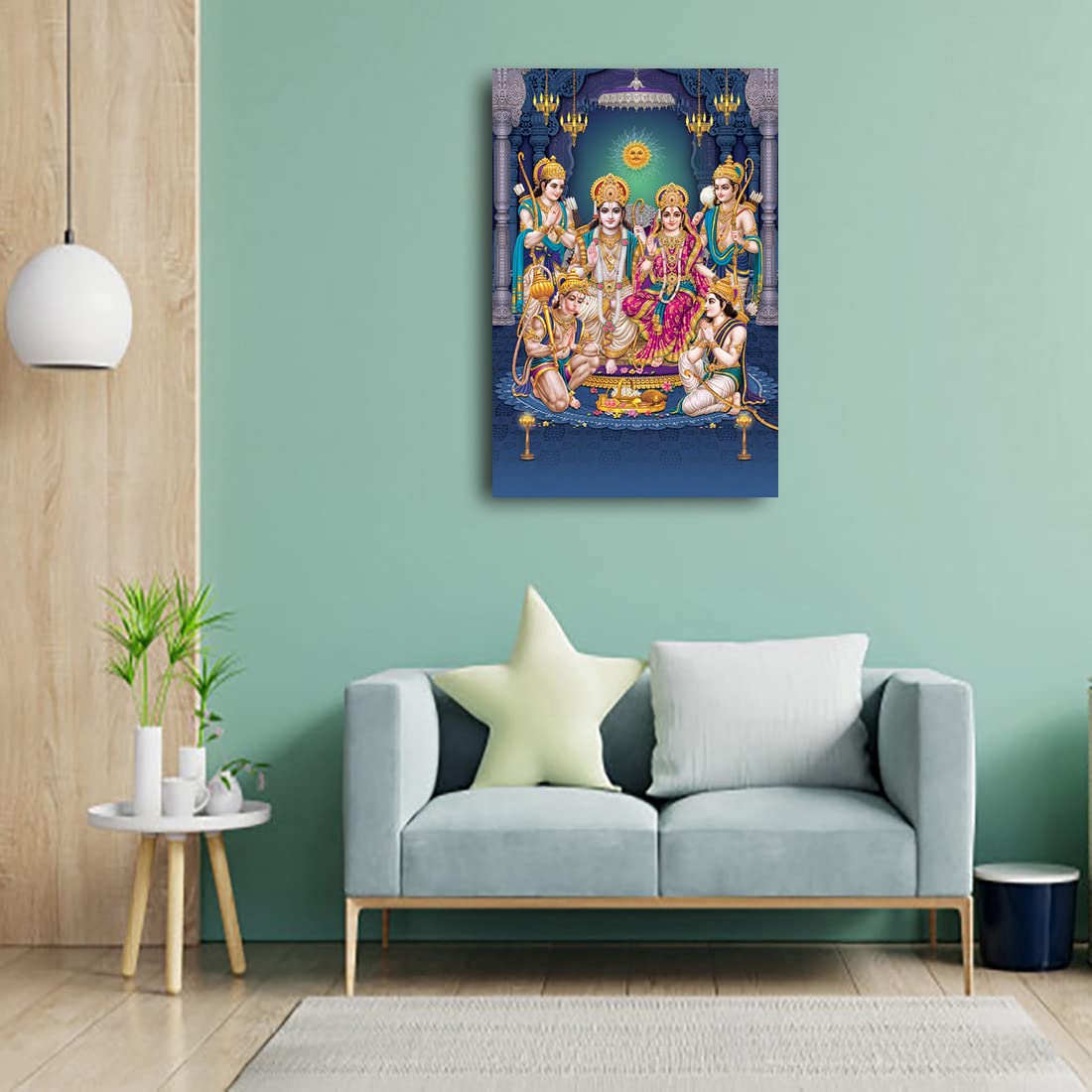 Dharvika Innovations Ram Darbar Poster Big Size for Wall Sparkle Coated Self Adhesive Waterproof Painting Vinyl Poster Without Frame (24 x 36 inch)