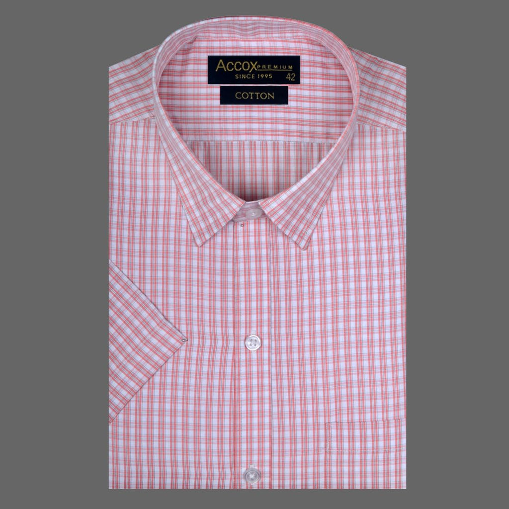 Accox Men's Cotton Checkered Formal Shirt (B0D7VRQ381)