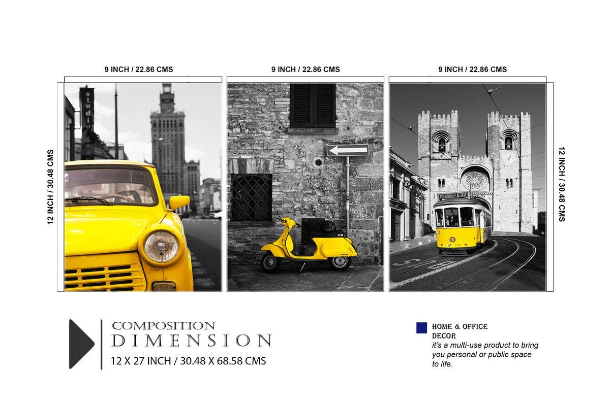 SAF paintings Multieffect UV Textured Panel Painting (Set of 3, 12 Inches X 27 Inches (SANFC12215) SANFC12215