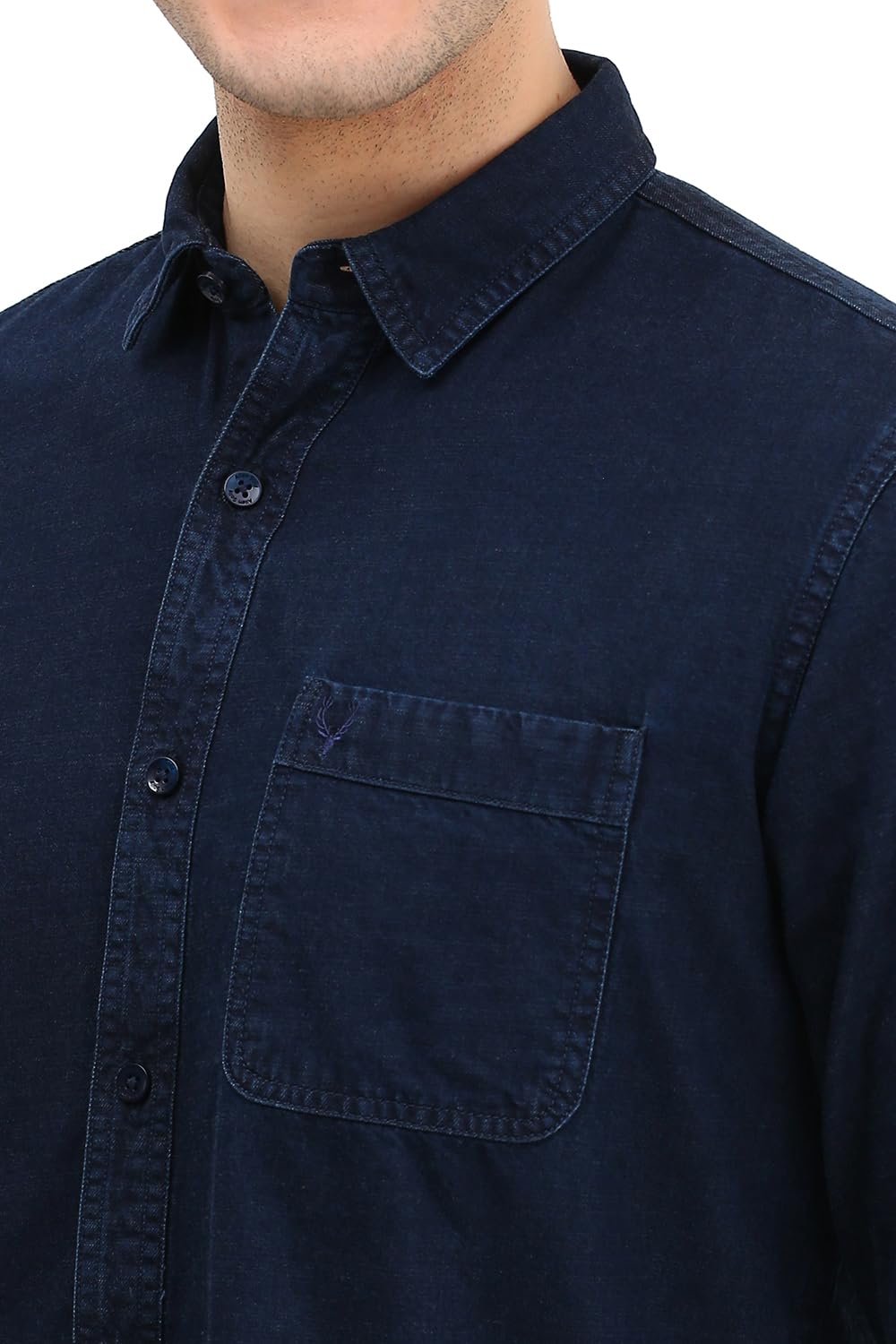 Allen Solly Men Navy Custom Fit Solid Full Sleeves Casual Shirts