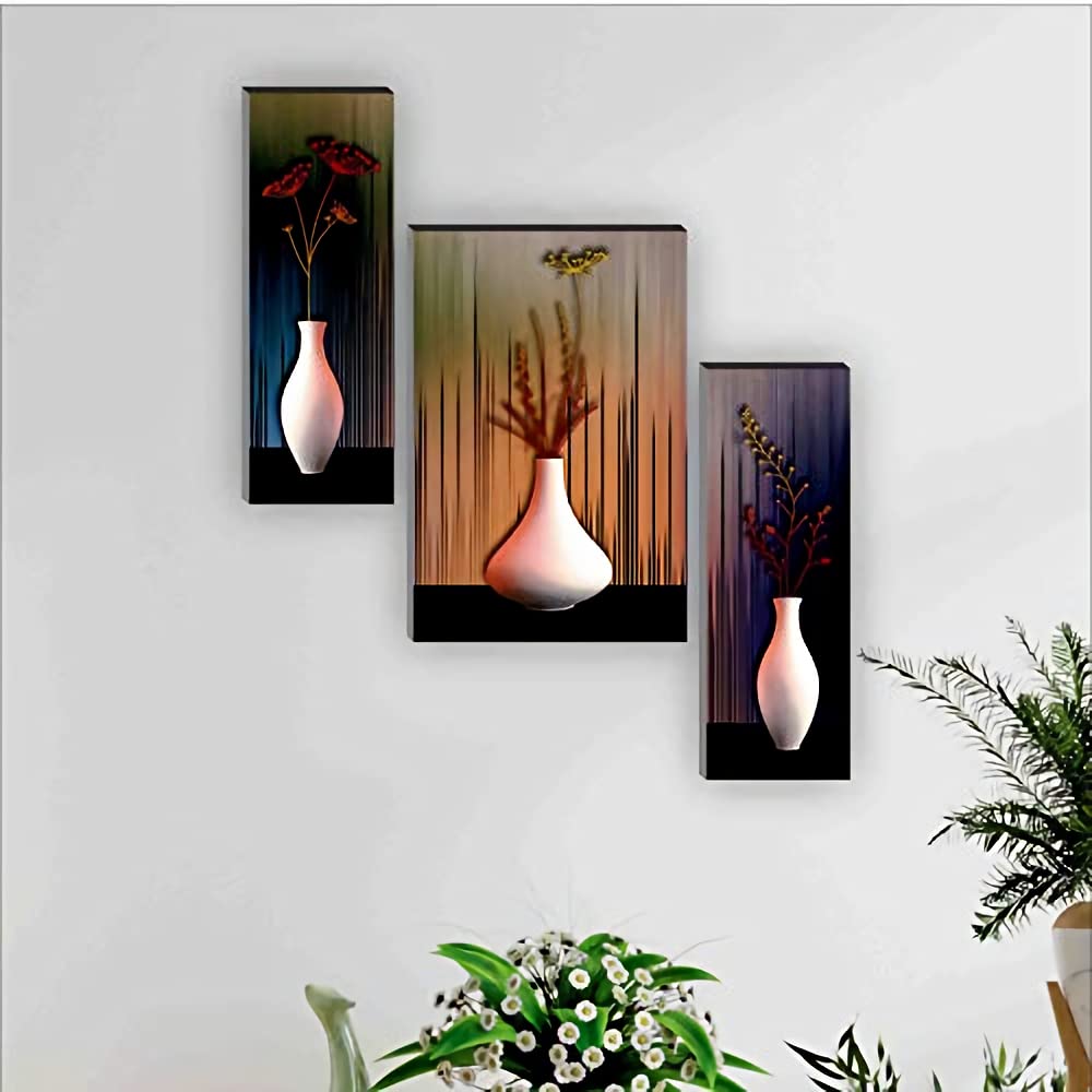 SAF Wood Figures, Religious, Flowers Painting, Multicolour, 12 inchx18 inch