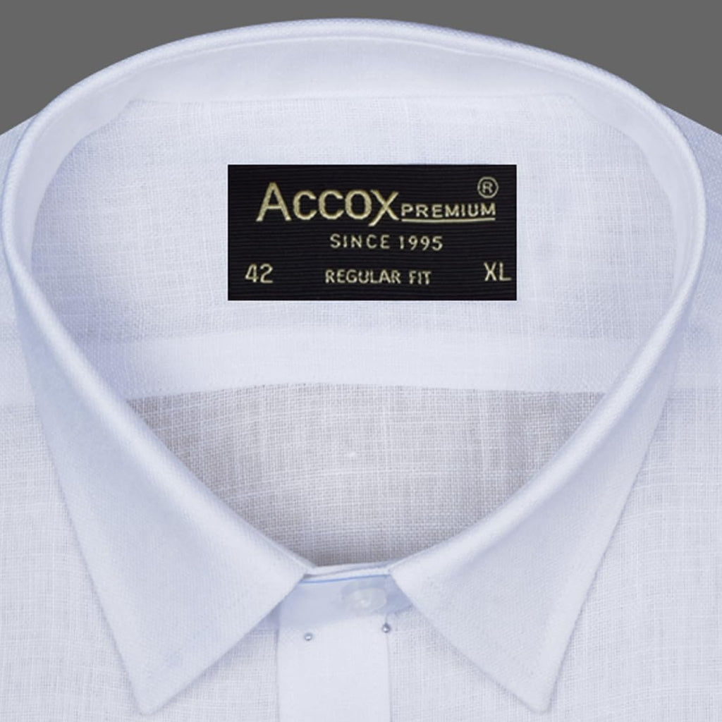 ACCOX Men's Breathable Cotton Linen Full Long Sleeves Plain Regular Fit Formal Shirt for Men (GCR376)