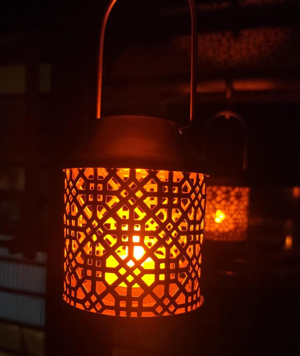 Prisma Collections Metal Hanging Lantern Tea Light Candle Holder,Centerpiece Diwali decoartion Gift Items lamp (Pack of 2)