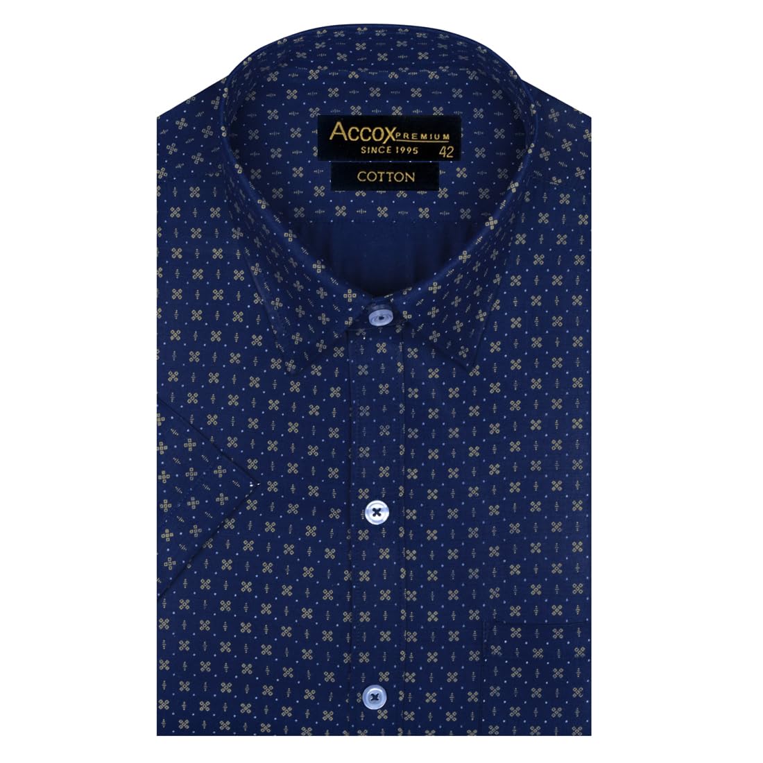ACCOX Men's Breathable Cotton Half Sleeves Regular Fit Printed Formal Shirt for Men (GCR243)