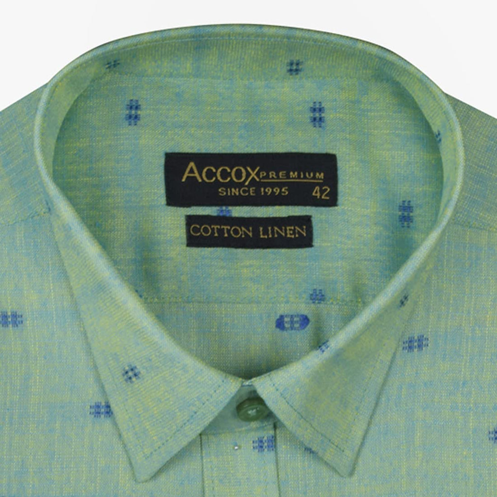Accox Men's Cotton Linen Printed Formal Shirt (B098F8VJZV)