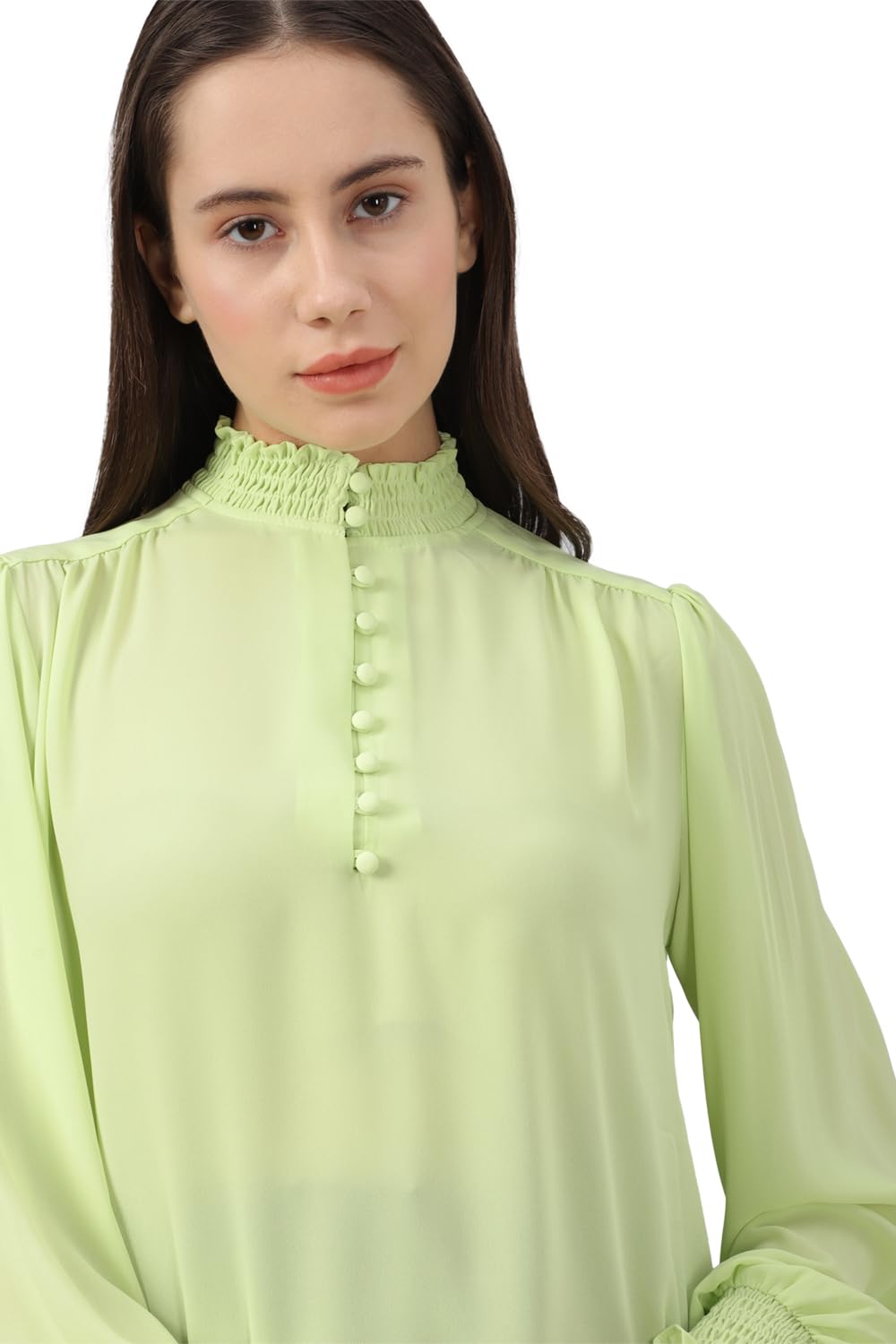 Allen Solly Women's Green Plain Long Sleeve Casual Shirt