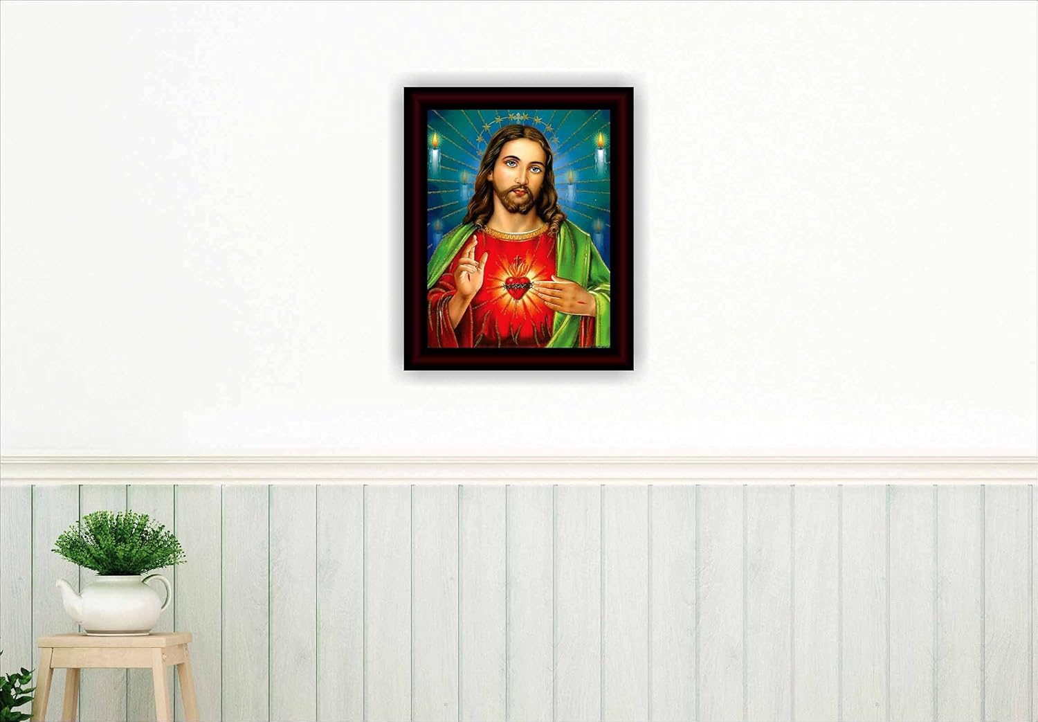 SAF paintings Lord Jesus Sparkle Framed Acrylic Glass Painting 14 inch x 11 inch SANFR03