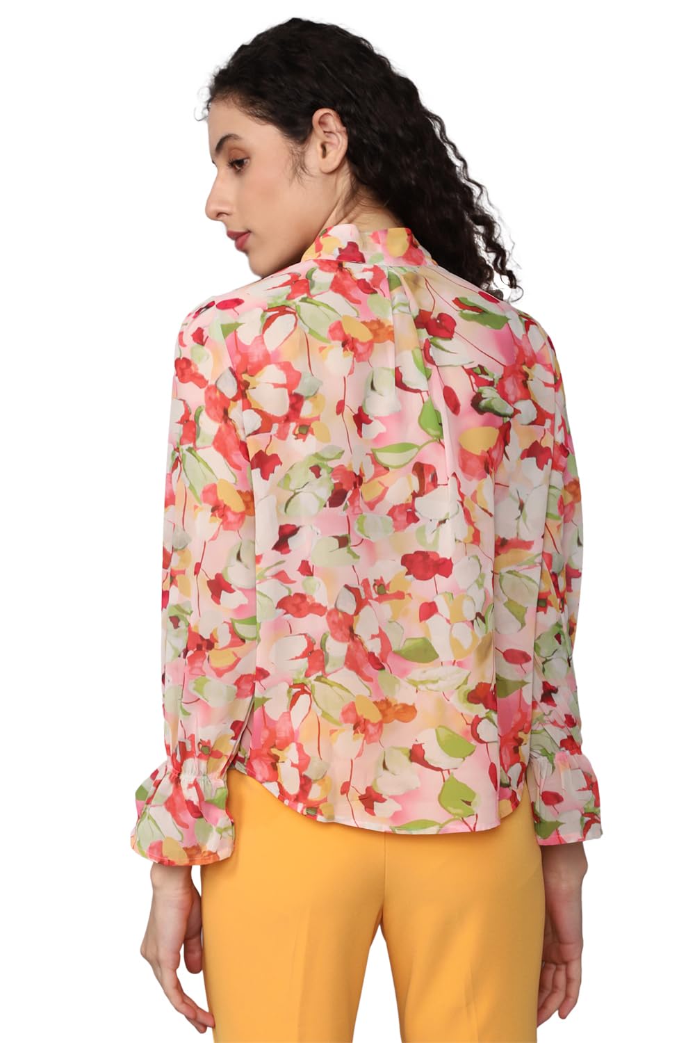 Allen Solly Women's Cream Printed Long Sleeve Casual Shirt