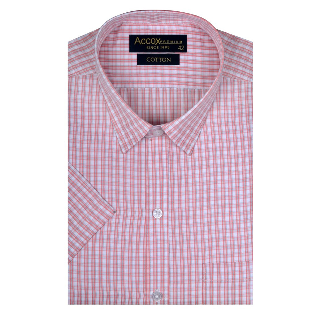 Accox Men's Cotton Checkered Formal Shirt (B0D7VRQ381)