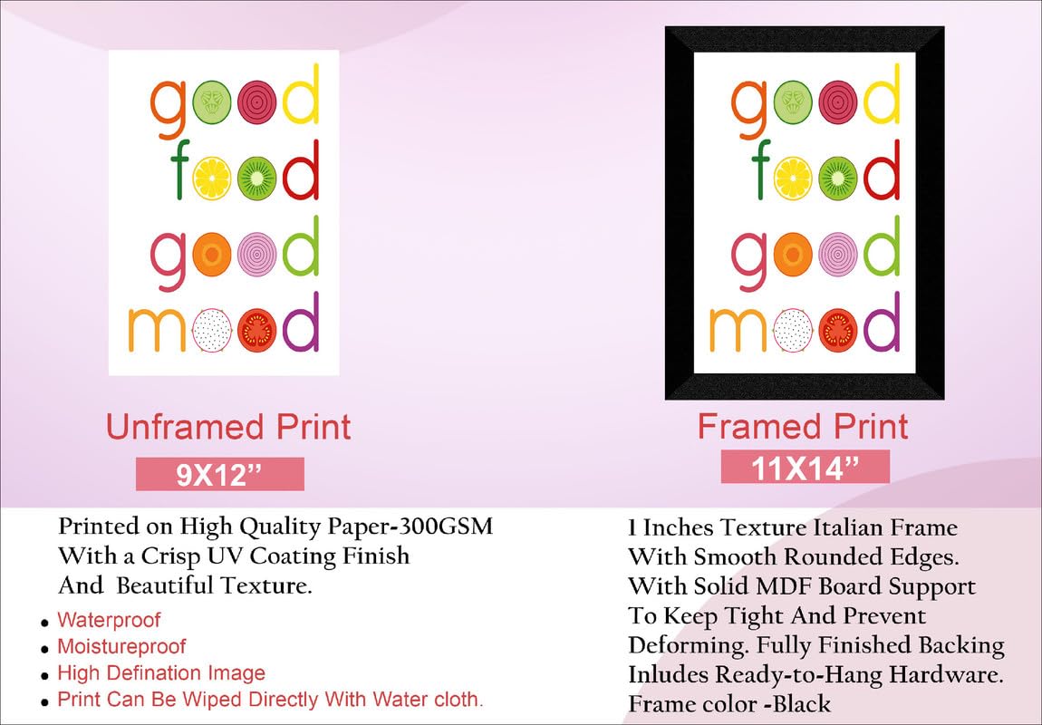 SAF paintings Good Food Good Mood Black frame painting for Wall Decoration,Home and Office OL-SANFK33457
