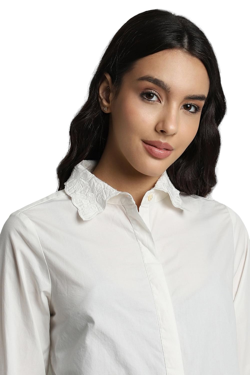 Allen Solly Women's White Plain Long Sleeve Casual Shirt