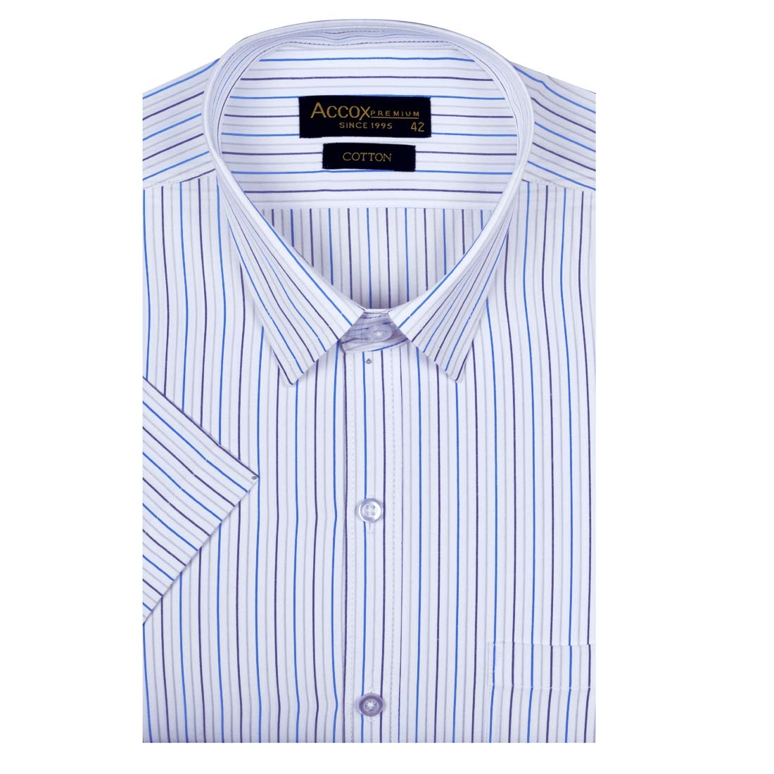 Accox Men's Cotton Striped Formal Shirt (B08YRJPSTR)