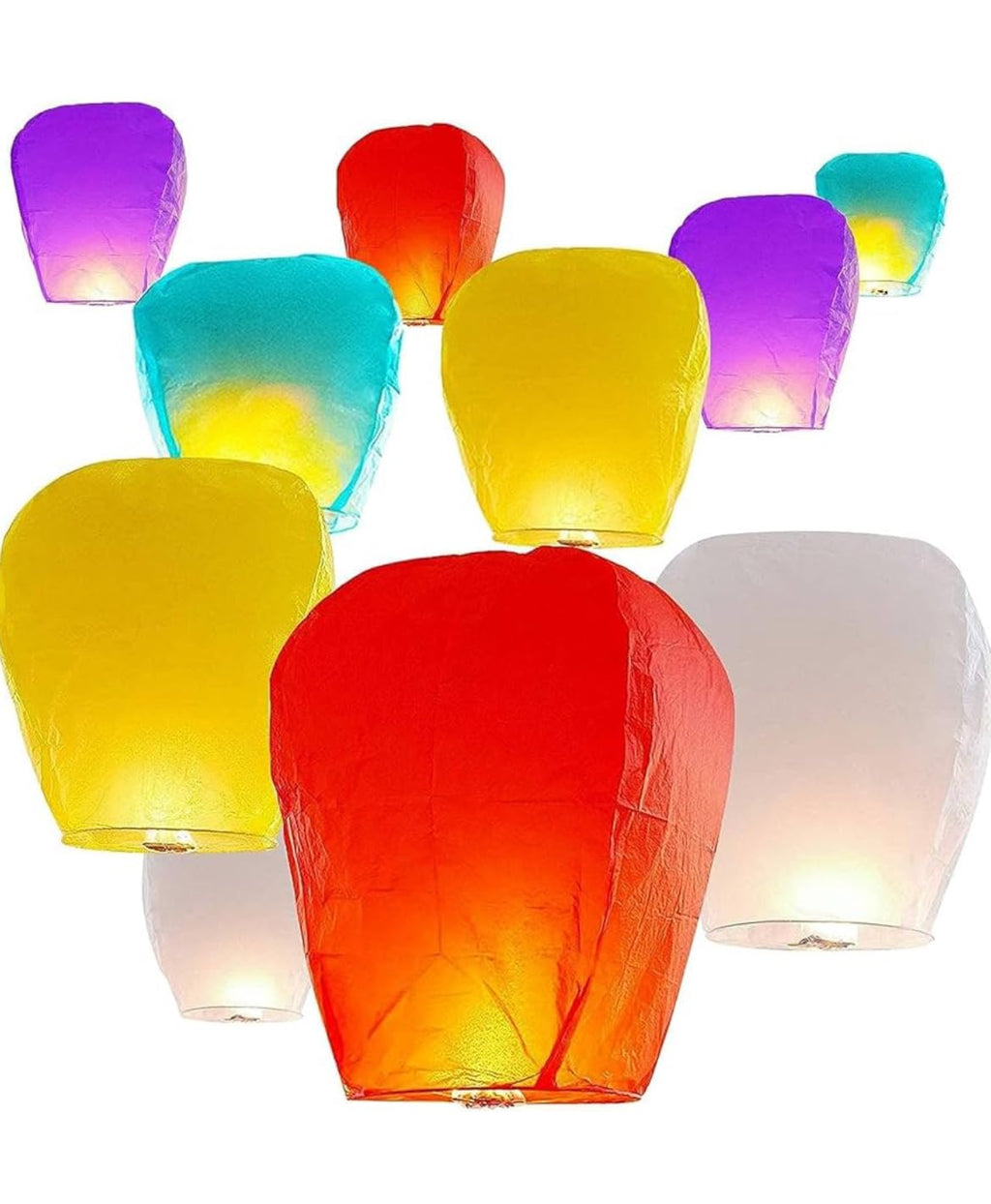 Make A Wish Hot Air Balloon Paper Sky Lanterns, Mix Colours, Pack of 3 Diwali Newyear Christmas Sky Lanterns