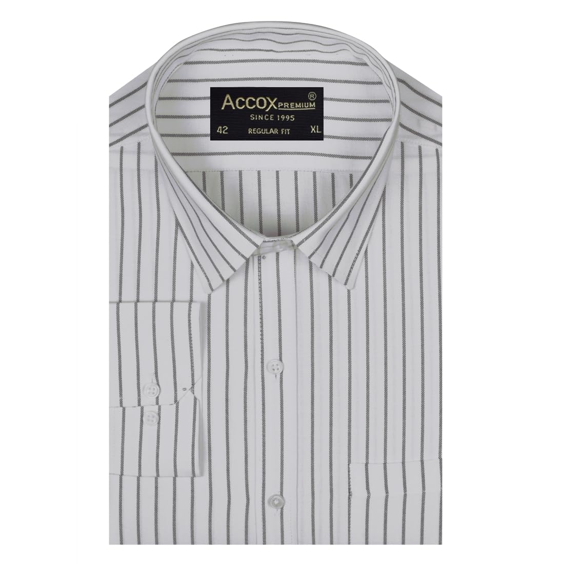ACCOX Men's Breathable Cotton Full Long Sleeves Striped Regular Fit Formal Shirt for Men (O_GCR385)