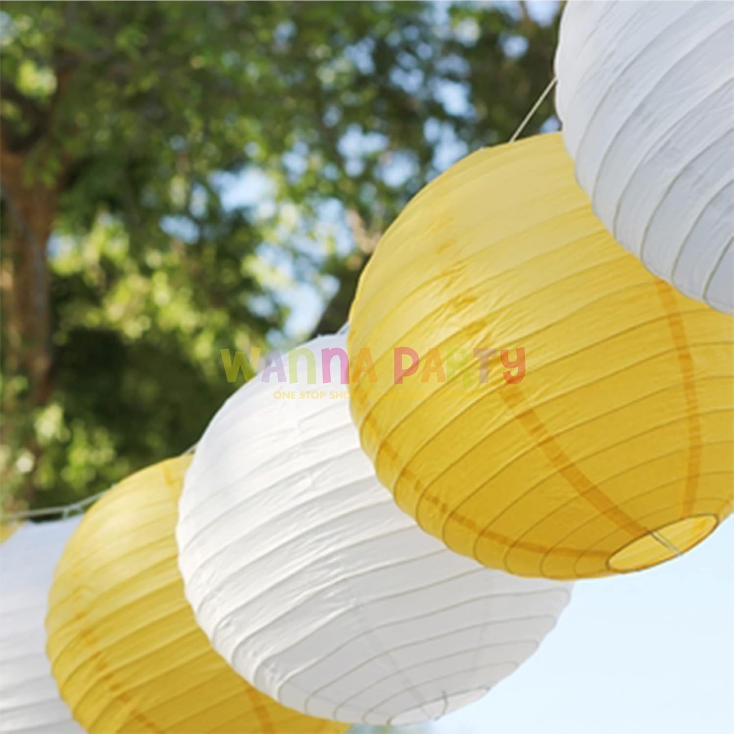 Wanna Party 12 Inches Paper Lanterns Yellow, Hanging Paper Lantern for Diwali Christmas Indoor Outdoor Home Decor, Hanging Paper Ball Decoration for Marriage Baby Shower Birthday Decor, Pack of 1