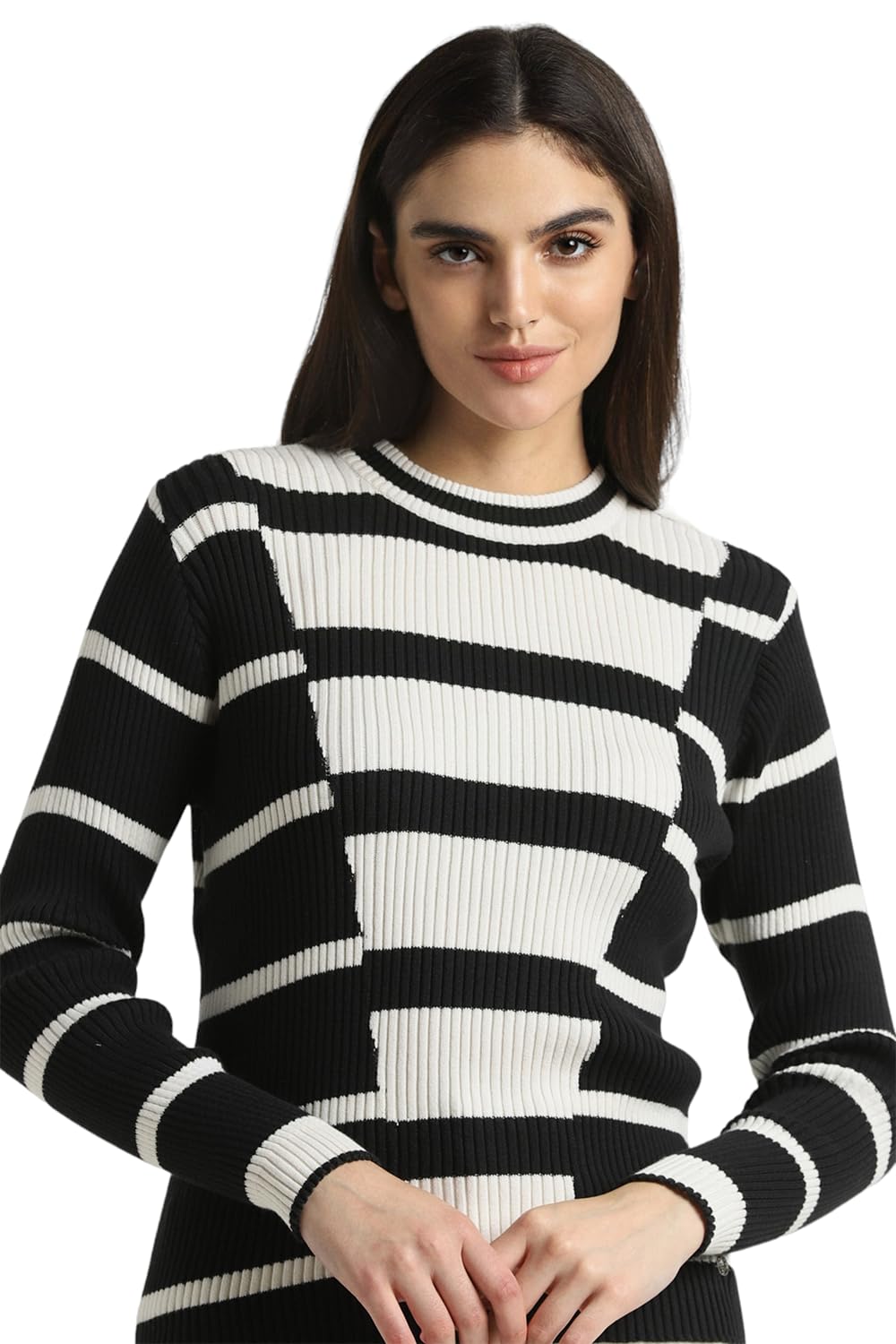 Allen Solly Women's Black Striped Long Sleeve Casual Shirt