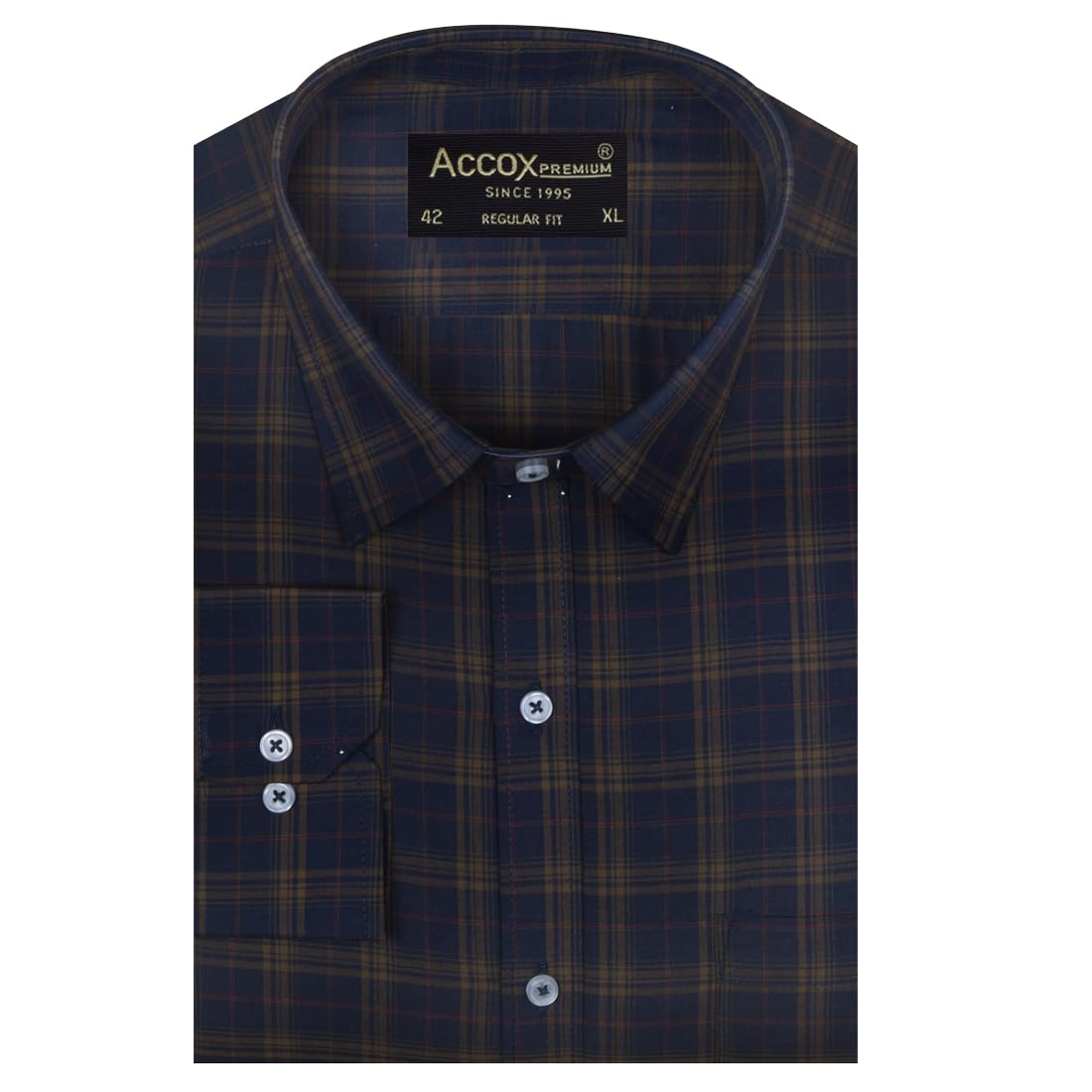 ACCOX Men's Breathable Cotton Full Long Sleeves Checkered Regular Fit Formal Shirt for Men (O_GCR395)