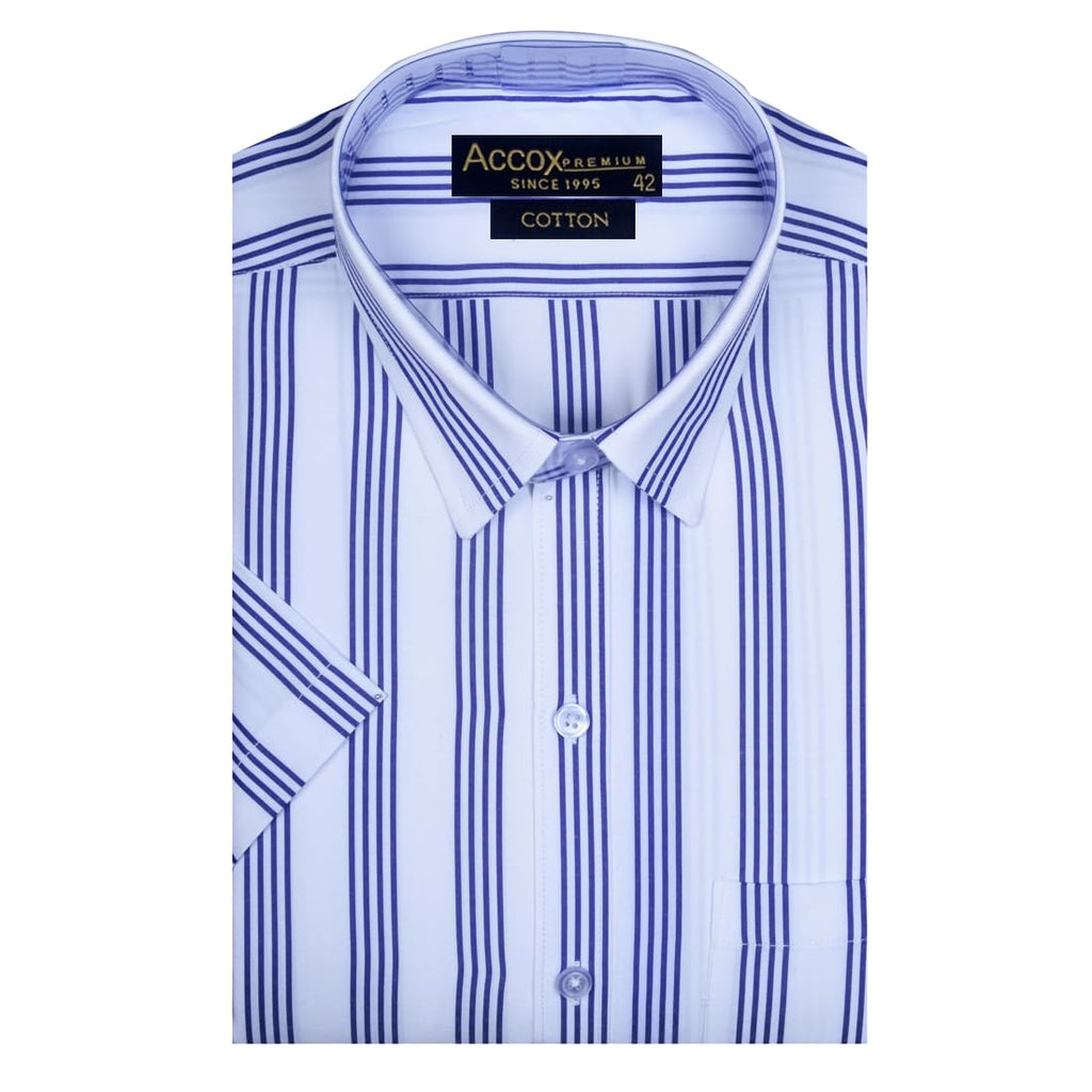 Accox Men's Cotton Striped Formal Shirt (B0CD7XGG2H)