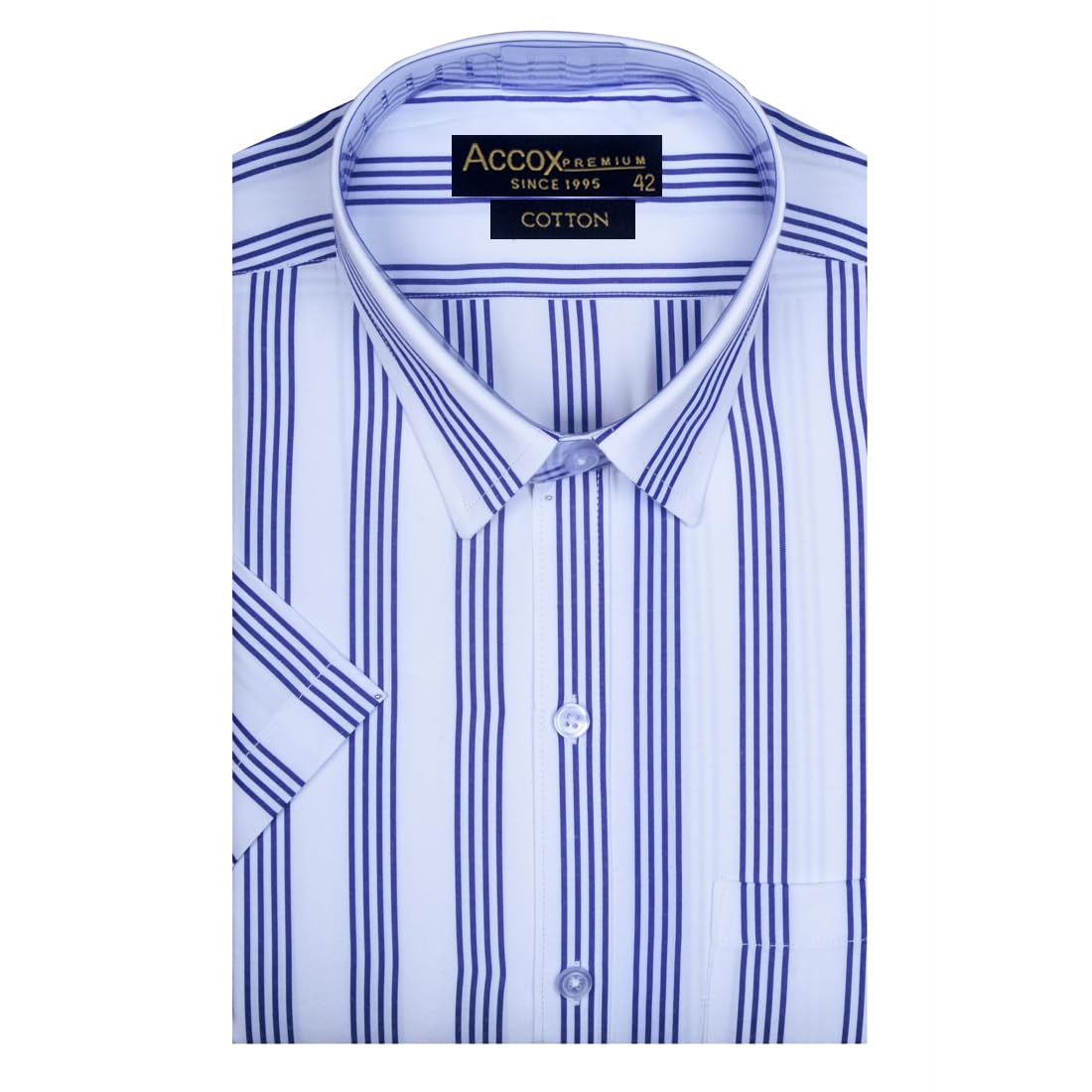 Accox Men's Cotton Striped Formal Shirt (B0CD7XGG2H)