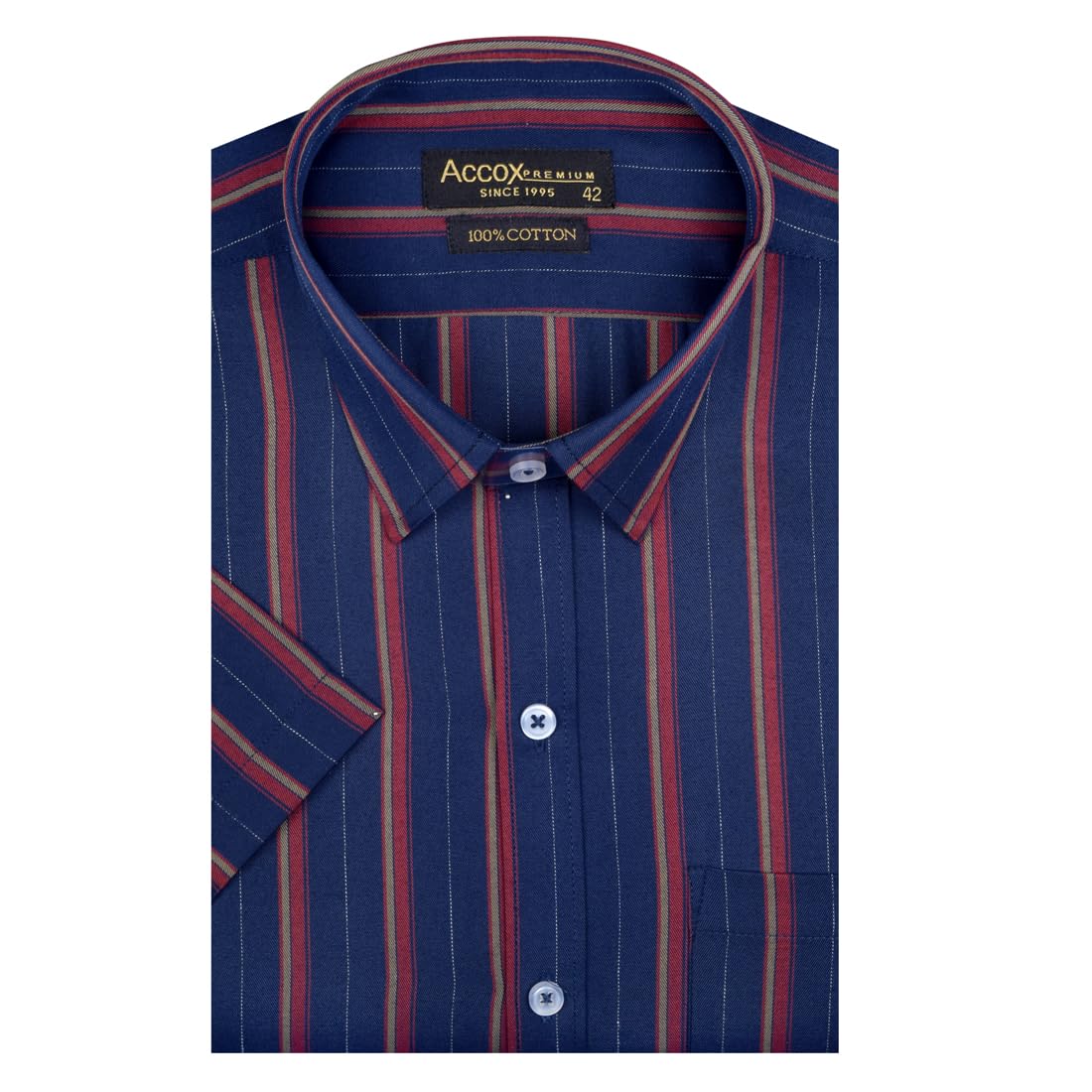 Accox Men's Cotton Striped Formal Shirt (B0C8J2F1SK)