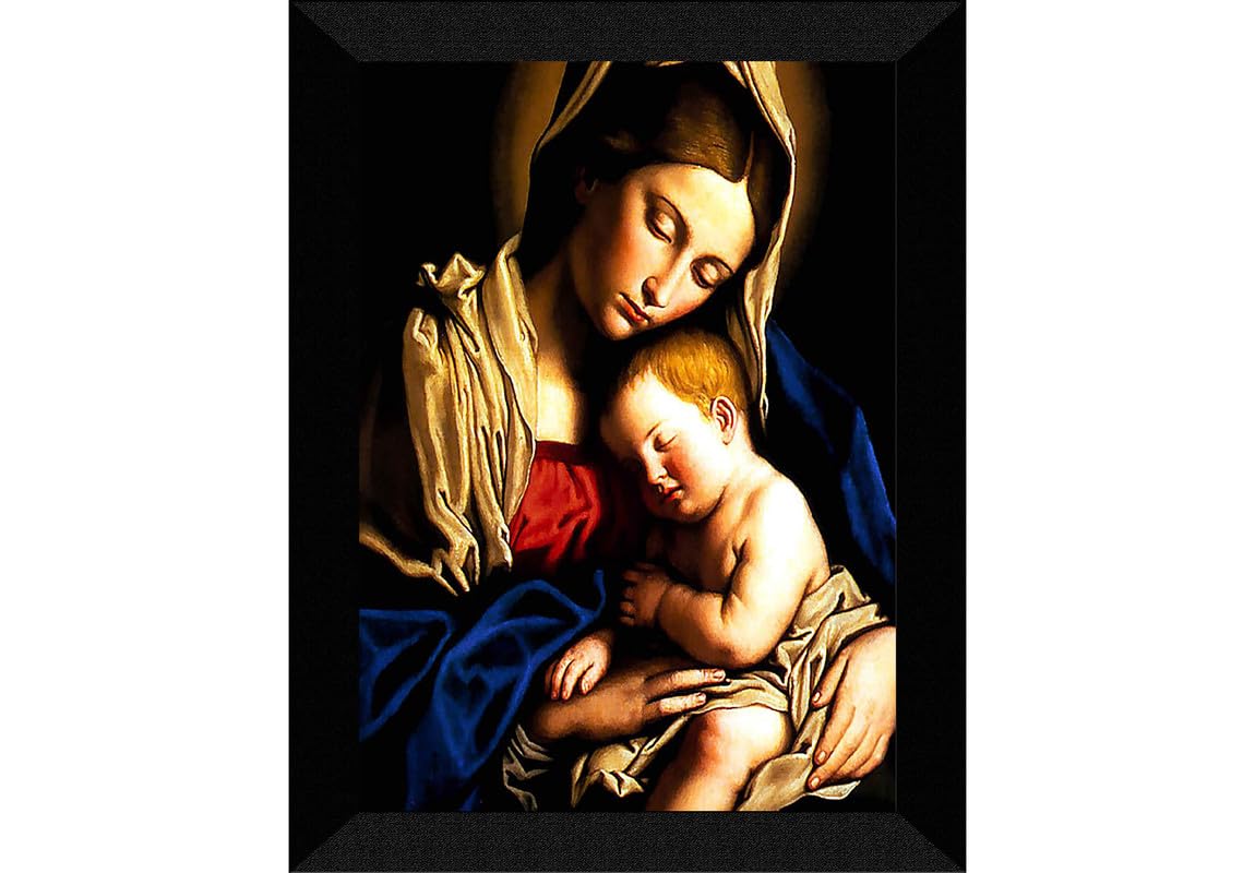 SAF paintings Lord Jesus and Mother Mary Black frame painting for Wall Decoration,Home and Office OL-SANFK33326