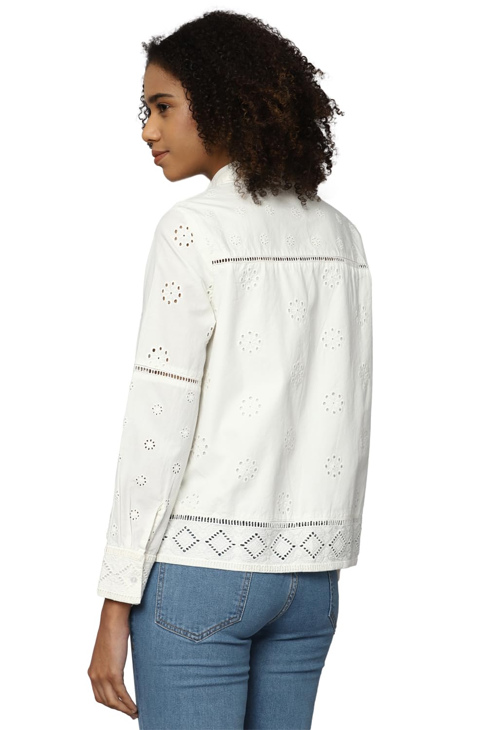 Allen Solly Women's Cotton WHITE Plain Long Sleeve Casual Shirt