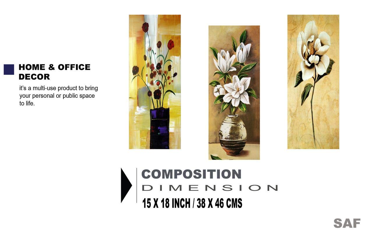 SAF paintings Floral 6MM MDF Framed Set of 3 Digital Reprint 15 inch x 18 inch Painting () SAFJ03 SAFJ03
