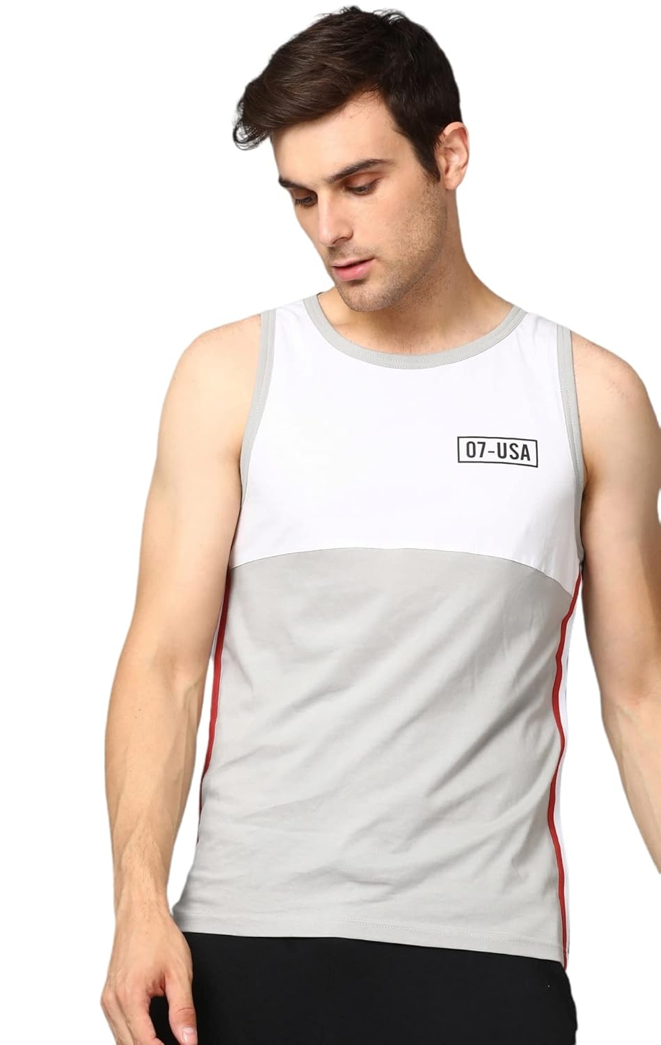 Alan Jones Clothing Men's Cotton Colorblocked Sleeveless Regular Fit T-Shirt-1