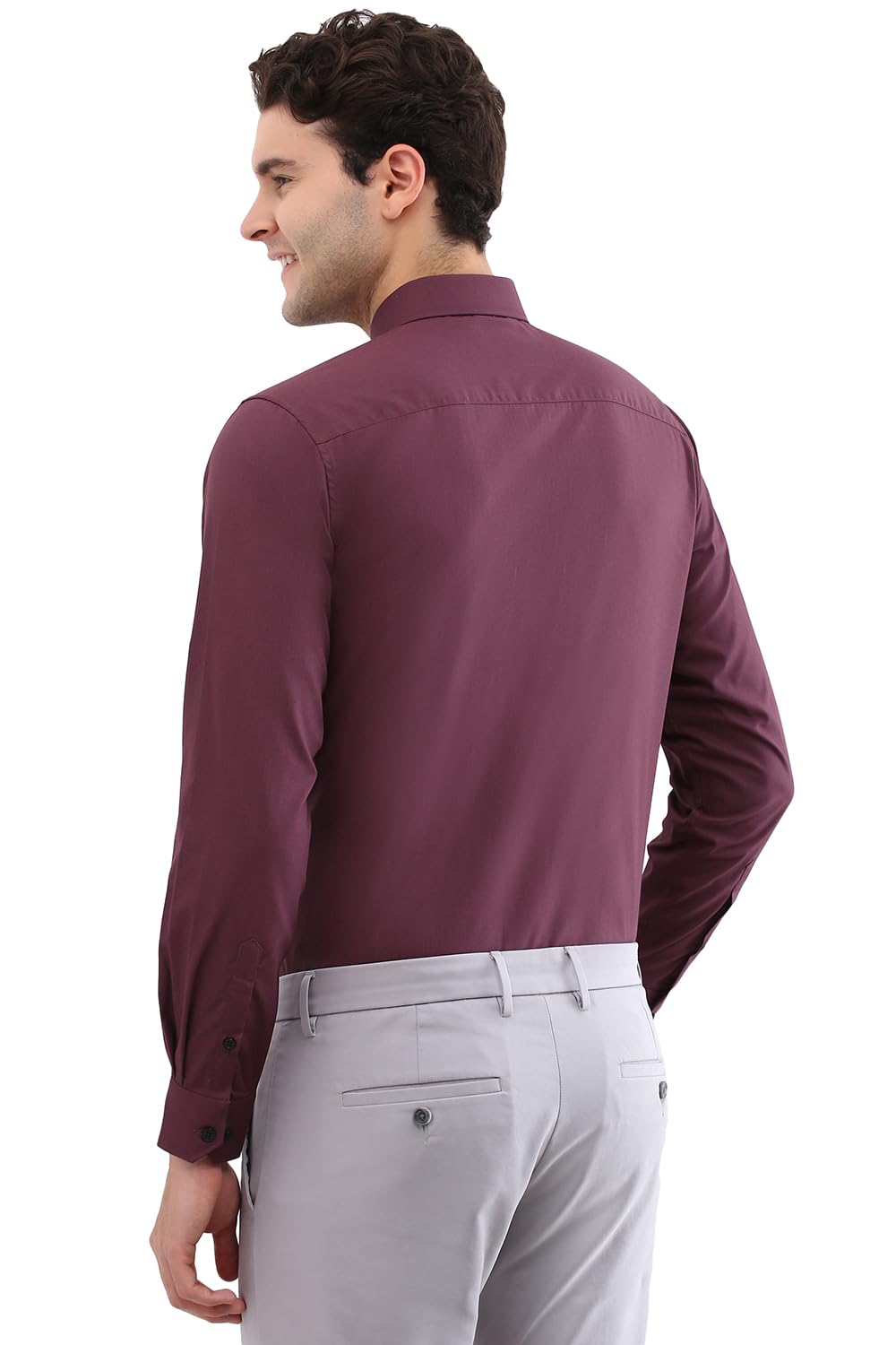 Men Maroon Slim Fit Solid Full Sleeves Formal Shirts