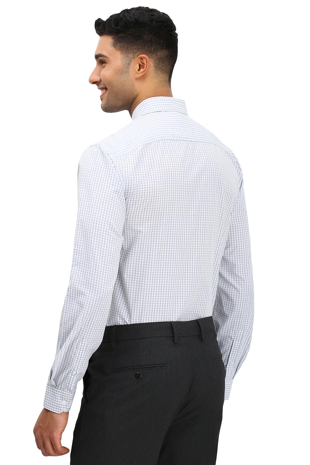 Allen Solly Men Grey Slim Fit Check Full Sleeves Formal Shirts