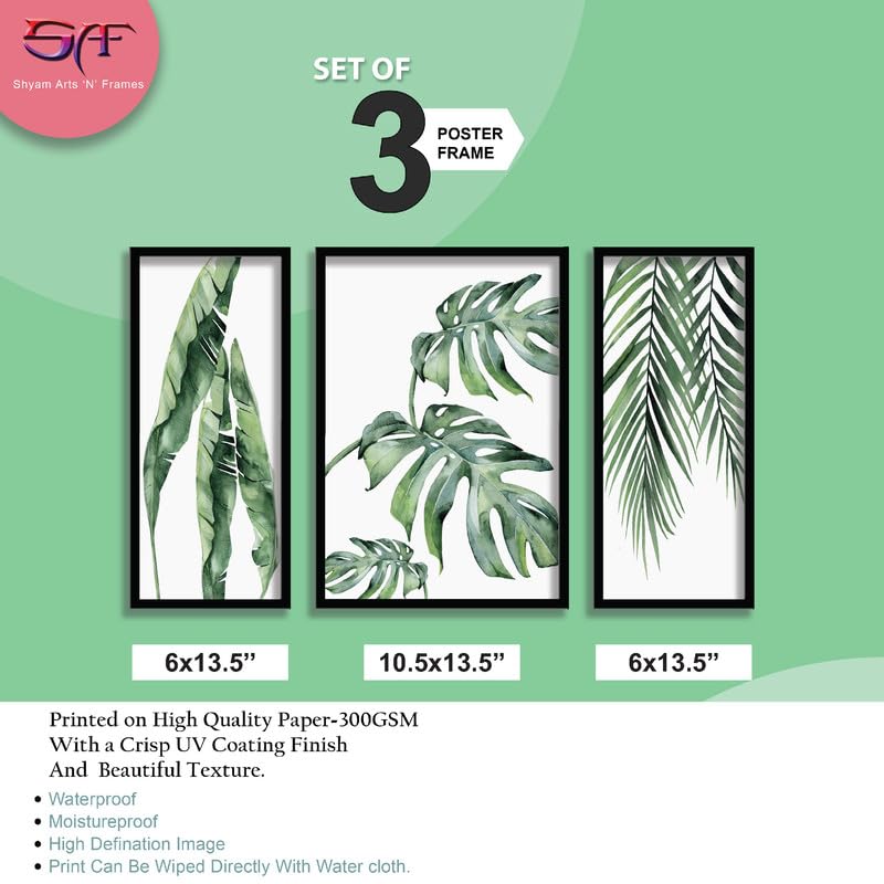 SAF paintings Tropical Leaves Modern Art Black frame painting for Wall Decoration SA-SANFS33507